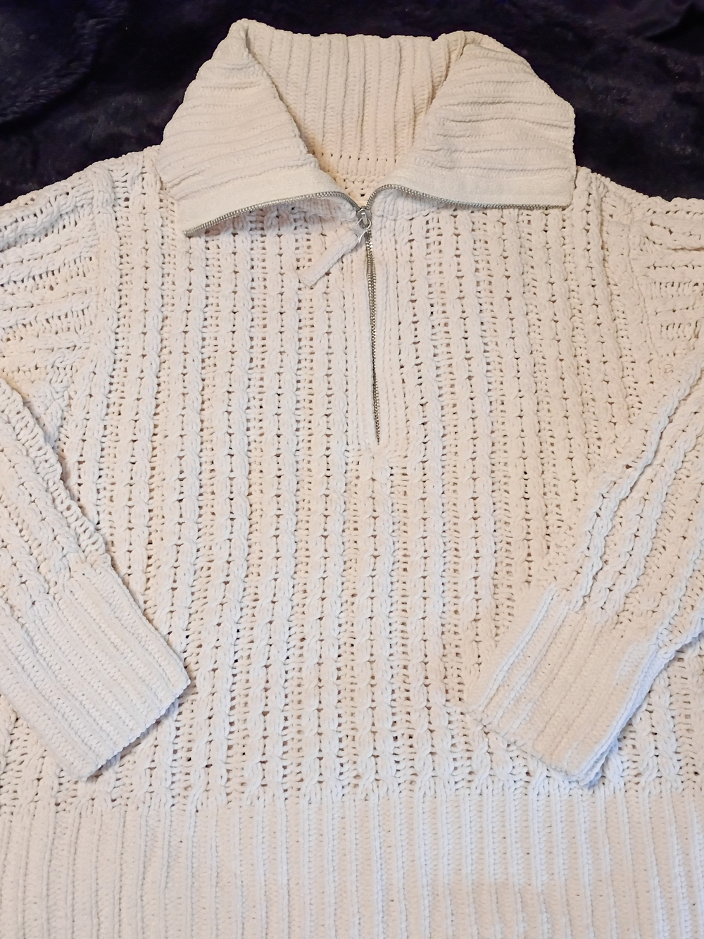 Aerie Cream Half-Zip Knit Sweater - Women's